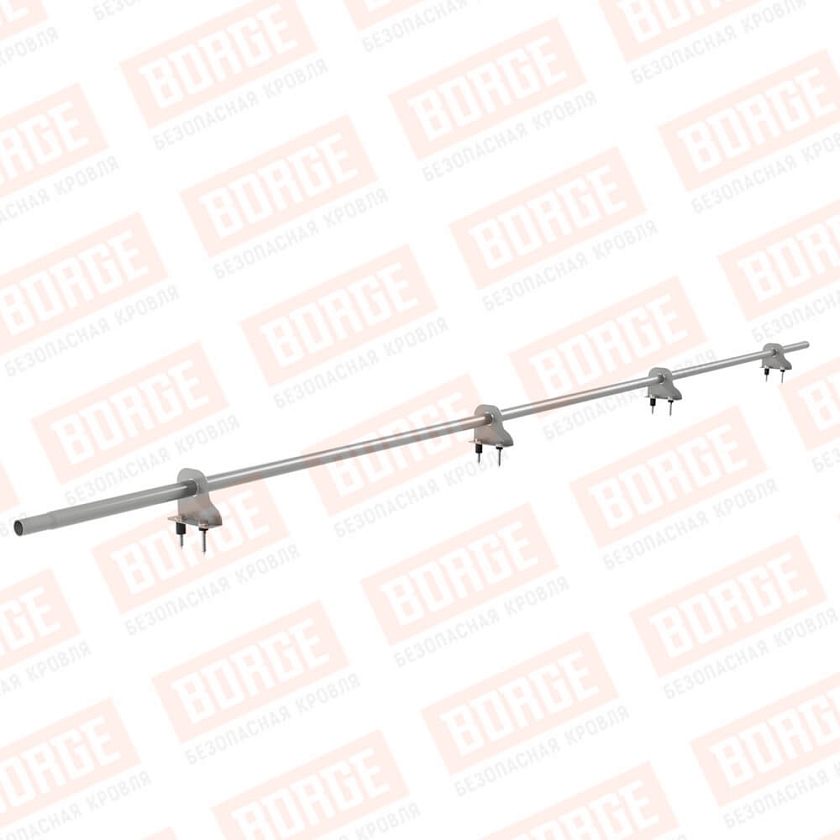 Снегозадержатель однотрубчатый NewLine 3м, D-25мм, 4 опоры, бело-алюминиевый (RAL 9006)