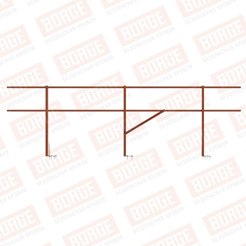 Ограждение плоских кровель NewLine Н-90, 3м, верхнее крепление, терракотовый (RAL 8004)