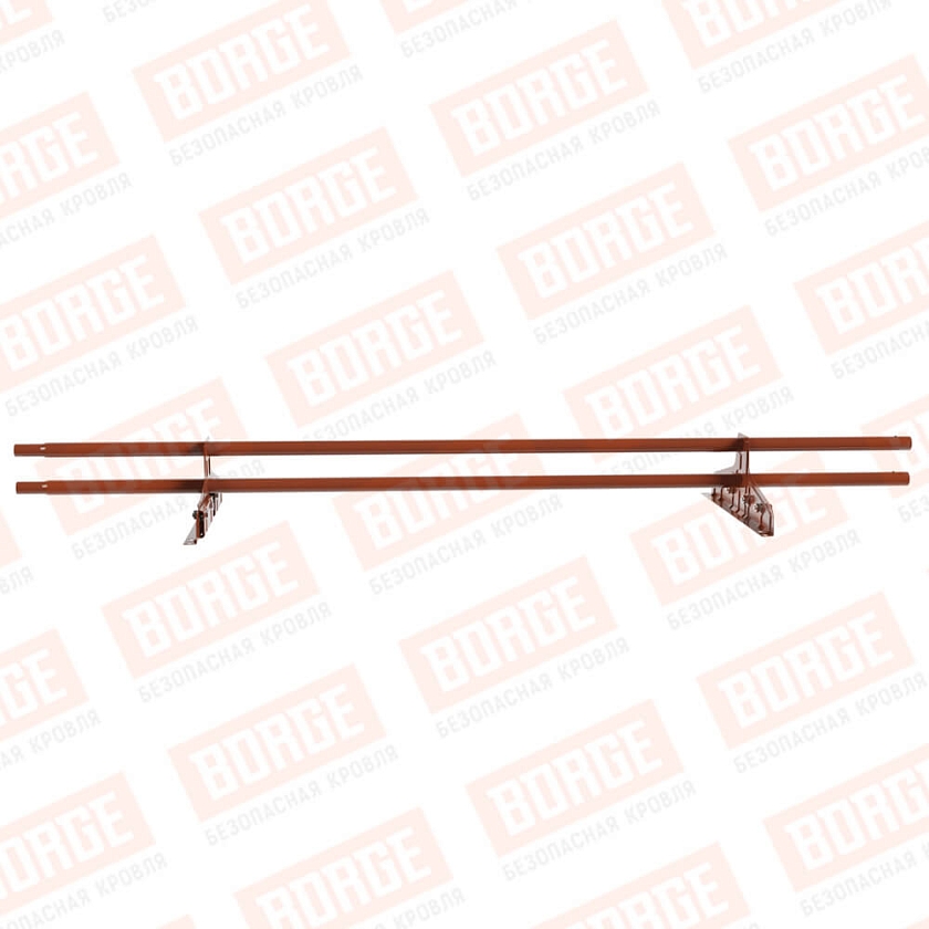 Снегозадержатель трубчатый Русский Рубеж D-25мм, 1,5м, 2 опоры, для фальц. кров., терракотовый (RAL 8004)