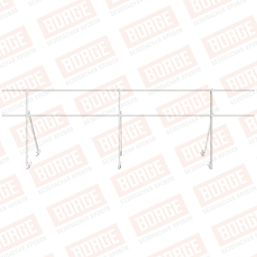 Ограждение кровельное Русский Рубеж H-90см, 3м, для фальцевой кровли, сигнально-белый (RAL 9003)