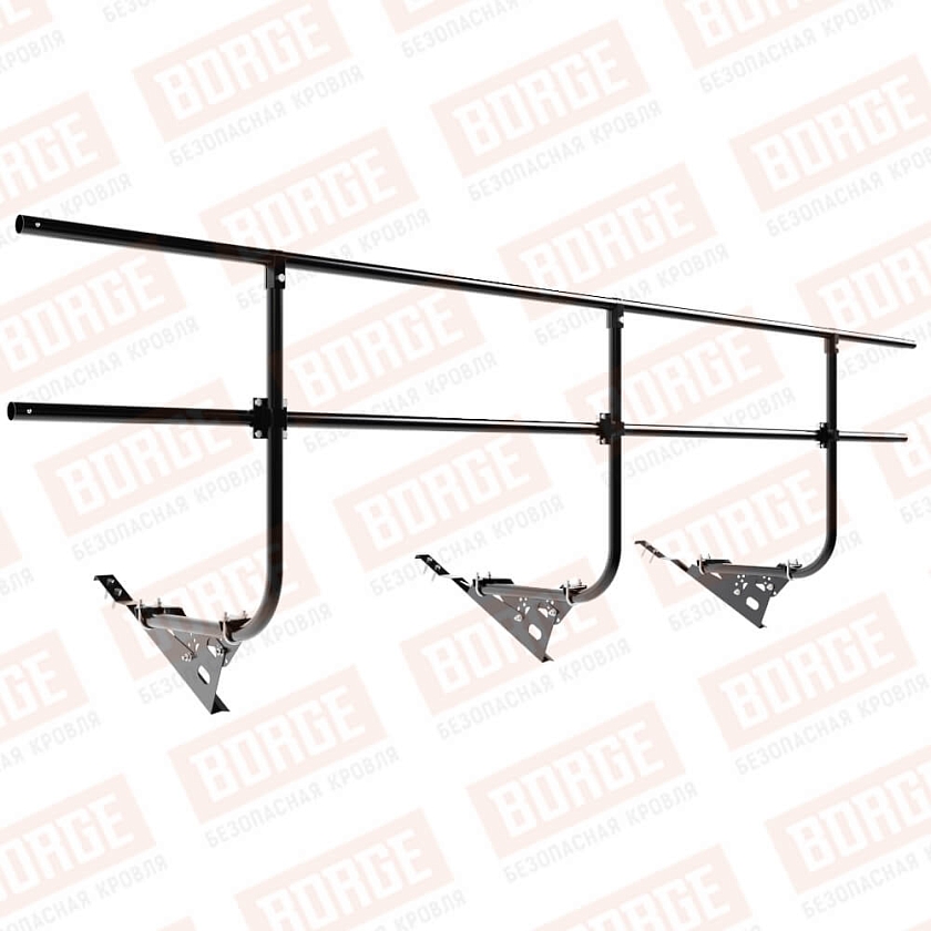 Ограждение кровельное BORGE H-90см, 3м, для черепичной кровли, чёрный (RAL 9005 matt)