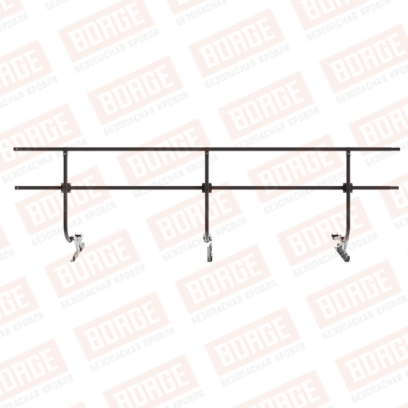 Ограждение кровельное BORGE H-90см, 3м, для фальцевой кровли, серо-коричневый (RR 32)