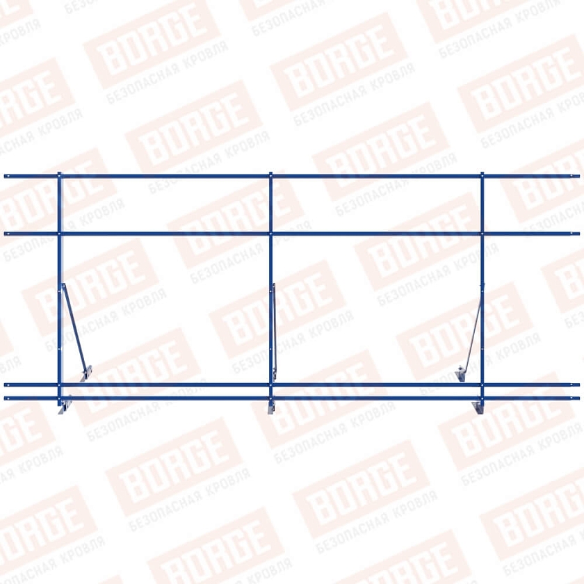 Ограждение декоративное NewLine H-120см, 3м, для фальц. кров., сигнально-синий (RAL 5005), с двумя доп. трубами