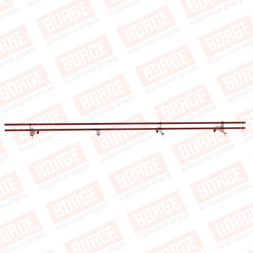Снегозадержатель трубчатый BORGE 3м, 4 опоры, для МЧ с выс. ступ., коричнево-красный (RAL 3011), 400мм
