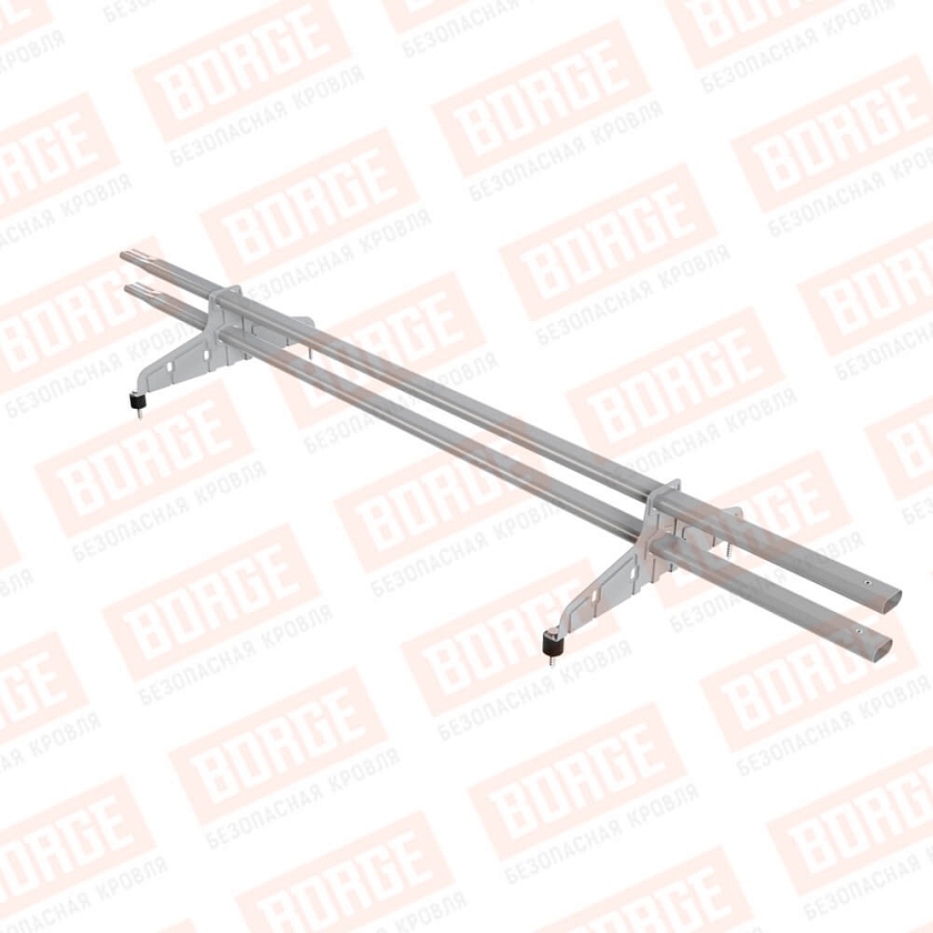 Снегозадержатель трубчатый Русский Рубеж 20х40мм, 1,5м, 2 опоры, сигнально-серый (RAL 7004)