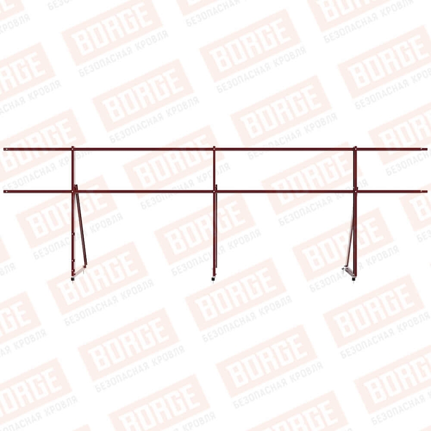 Ограждение кровельное Русский Рубеж H-90см, 3м, красное вино (RAL 3005)