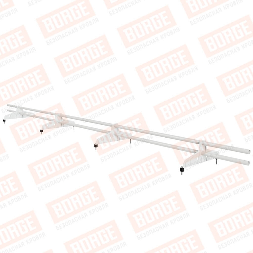 Снегозадержатель трубчатый Русский Рубеж D-25мм, 3м, 4 опоры, сигнально-белый (RAL 9003)
