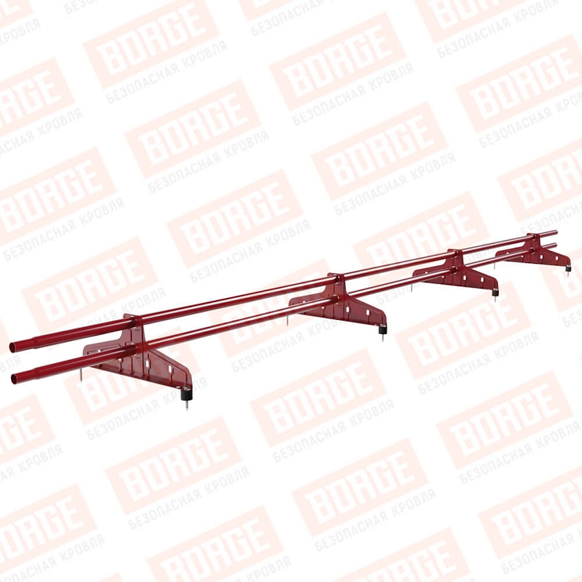 Снегозадержатель трубчатый Русский Рубеж D-25мм, 3м, 4 опоры, рубиново-красный (RAL 3003)