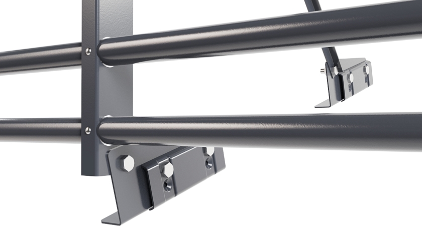 Ограждение кровельное NewLine H-120см, 3м, для фальц. кров., серый графит (RAL 7024), с двумя доп. трубами