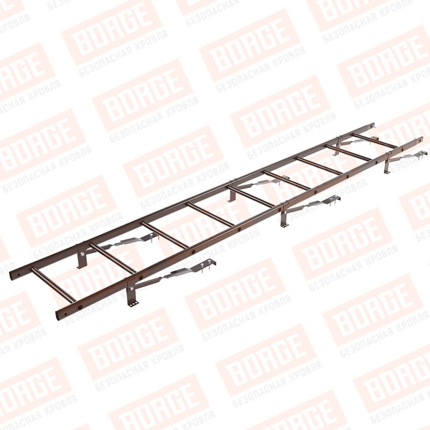 Комплект лестница кровельная BORGE 2,7м, для штучной черепицы, коричневый шоколад (RAL 8017)