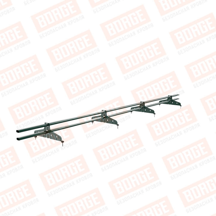 Снегозадержатель трубчатый Русский Рубеж 20х40мм, 3м, 4 опоры, зеленый мох (RAL 6005)