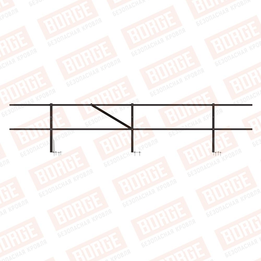 Ограждение плоских кровель Русский Рубеж Н-60, 3м, верхнее крепление, серо-коричневый (RAL 8019)
