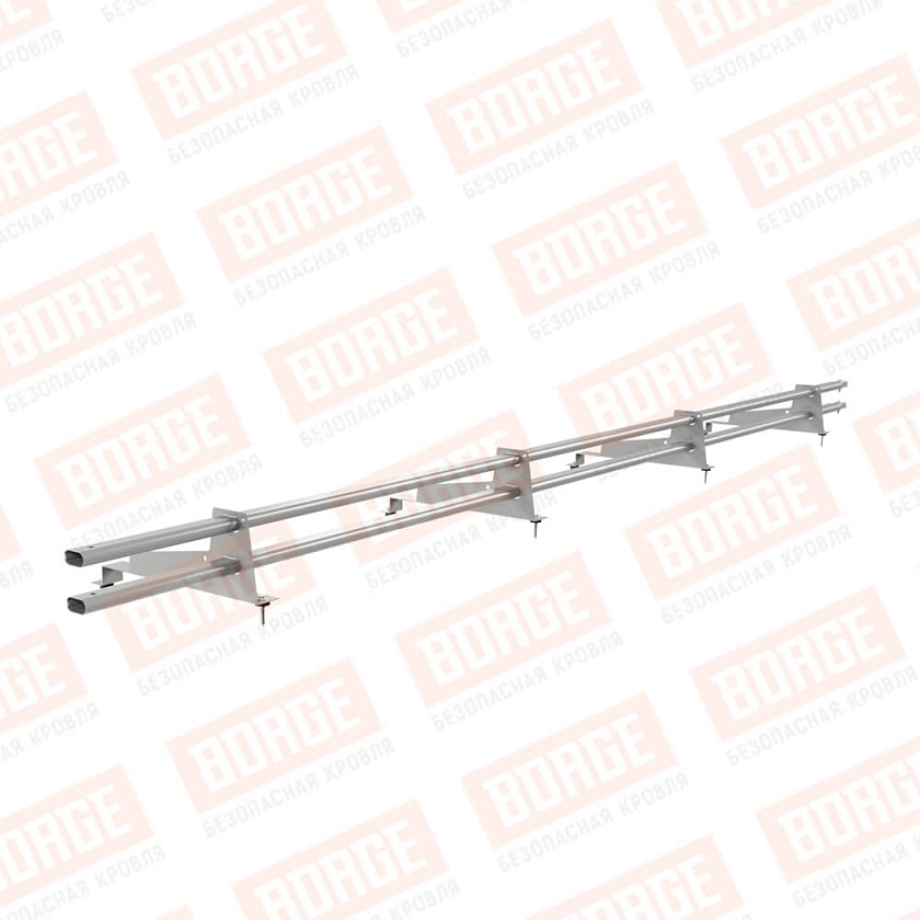 Снегозадержатель трубчатый BORGE 3м, 4 опоры, для МЧ с выс. ступ., бело-алюминиевый (RAL 9006), 400мм