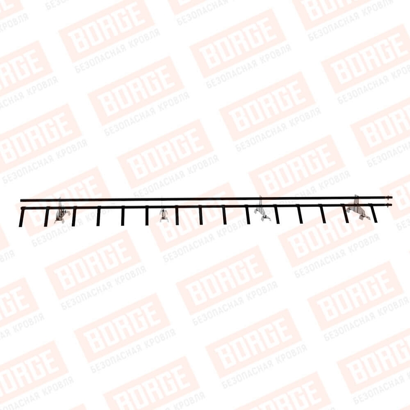 Снегозадержатель трубчатый BORGE 3м, 4 опоры, для профнастила Н-60, Н-75, чёрный (RAL 9005)