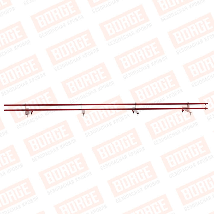 Снегозадержатель трубчатый BORGE 3м, 4 опоры, для МЧ с выс. ступен., рубиново-красный (RAL 3003), 350мм