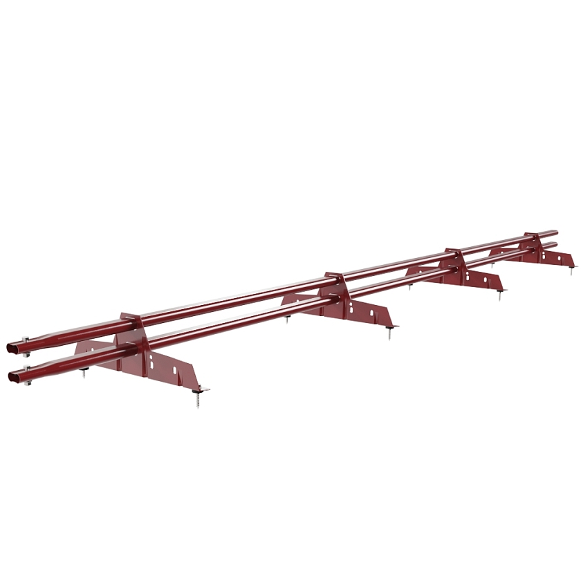 Снегозадержатель трубчатый Русский Рубеж 25х45мм, 3м, 4 опоры, коричнево-красный (RAL 3011)
