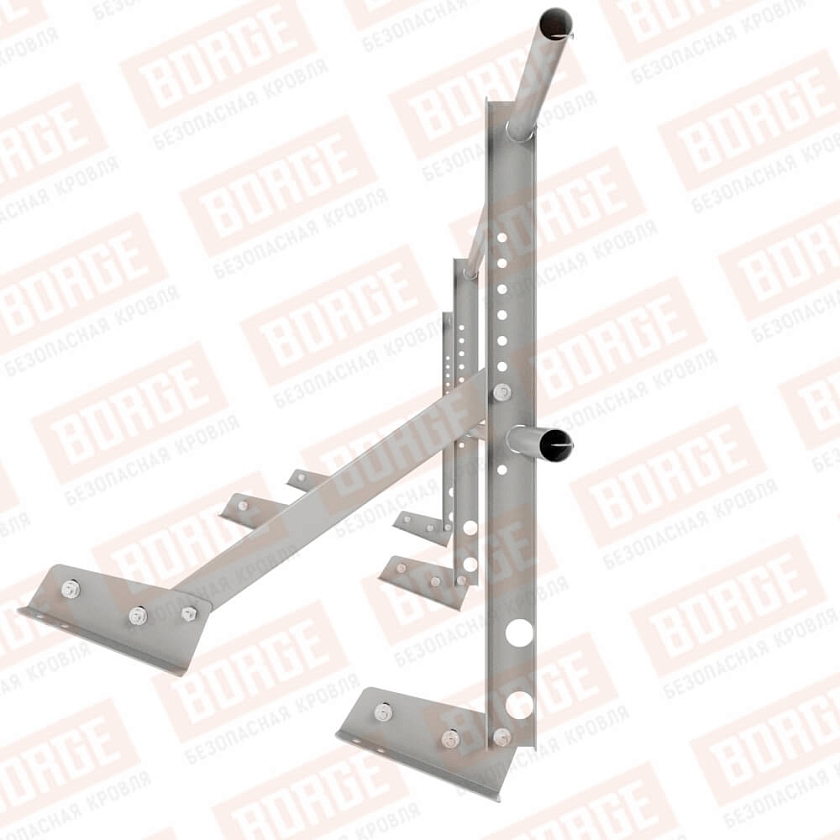Ограждение кровельное Русский Рубеж H-60см, 3м, для фальцевой кровли, бело-алюминиевый (RAL 9006)