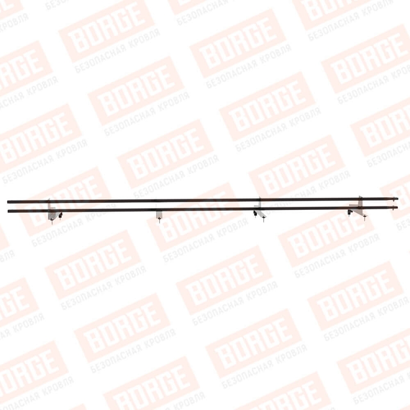Снегозадержатель трубчатый Русский Рубеж 3м, 4 опоры, для МЧ с выс. ступенькой, серо-коричневый (RR 32), 350мм