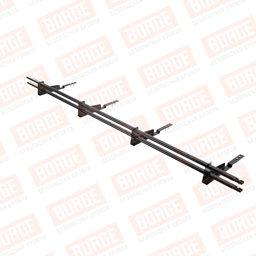 Снегозадержатель трубчатый BORGE 3м, 4 опоры, для композитной черепицы, чёрный (RAL 9005 Matt)