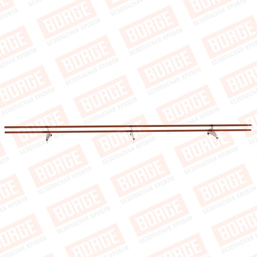 Снегозадержатель трубчатый NewLine 3м, D-25мм, 3 опоры, терракотовый (RAL 8004)