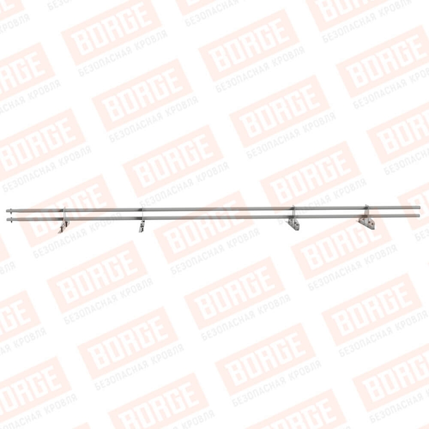 Снегозадержатель трубчатый Русский Рубеж 25х45мм, 3м, 4 опоры, для фальц. кровли, бело-алюминиевый (RAL 9006)