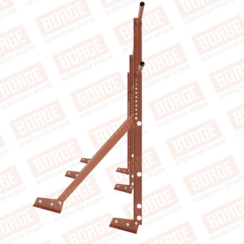 Ограждение кровельное Русский Рубеж H-120см, 3м, для фальцевой кровли, терракотовый (RAL 8004)