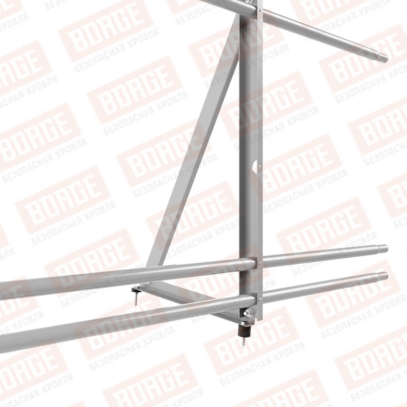 Ограждение кровельное Русский Рубеж H-90см, 3м, сигнально-серый (RAL 7004), с двумя доп. трубами